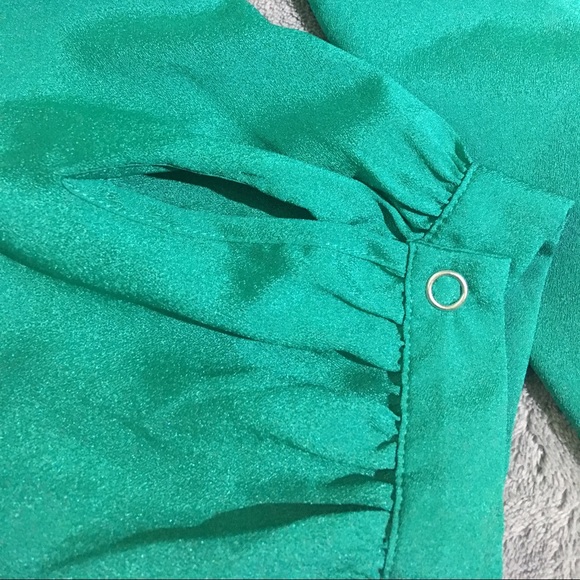 New York & Company Green Sheer Long Sleeved Blouse - Picture 6 of 8